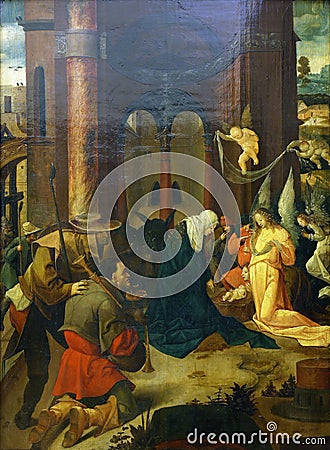 Master of carrying the cross from Douija Master J. Kock: Birth and Adoration of the Shepherds Editorial Stock Photo