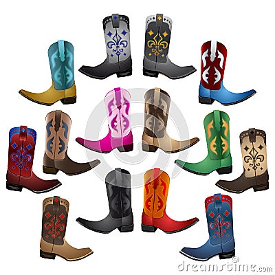 Master collection Cowboy Boots Vector Illustration