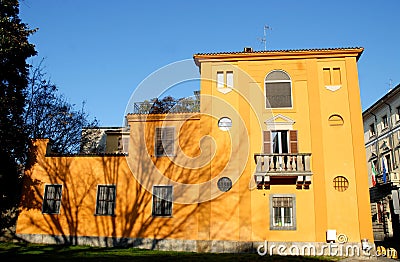 Master home completely yellow in Lodi in Lombardy (Italy) Stock Photo