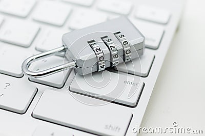 Master key encode, place on the keyboard. Image use for security of using internet by computer, secure concept Stock Photo