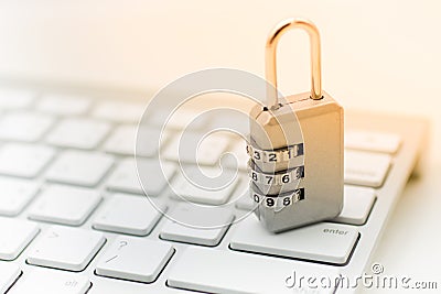 Master key encode, place on the keyboard. Image use for security of using internet by computer, secure concept Stock Photo