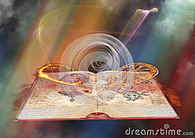 Master magic fairytale book background Cartoon Illustration