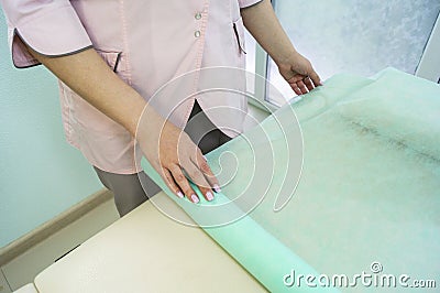 The master prepares the workplace. Beauty studio Stock Photo