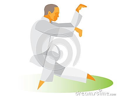 Master Tai Chi demonstrates his level of preparation Vector Illustration