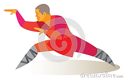 Master Tai Chi demonstrates pose of the snake Vector Illustration