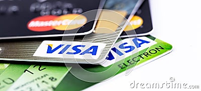 MasterCard and Visa cards Editorial Stock Photo