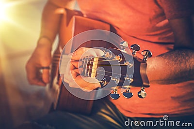 Mastering Acoustic Guitar Stock Photo