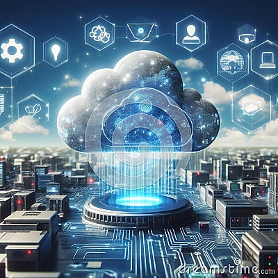 Mastering cloud and edge computing with deep dive into AI technology ai generated Stock Photo