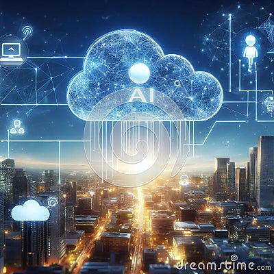 Mastering cloud and edge computing with deep dive into AI technology ai generated Stock Photo