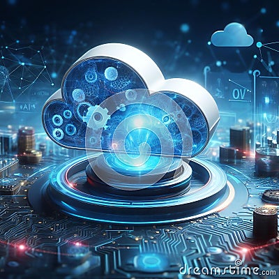 Mastering cloud and edge computing with deep dive into AI technology ai generated Stock Photo