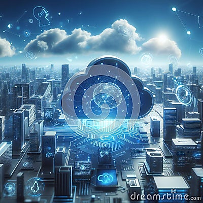 Mastering cloud and edge computing with deep dive into AI technology ai generated Stock Photo