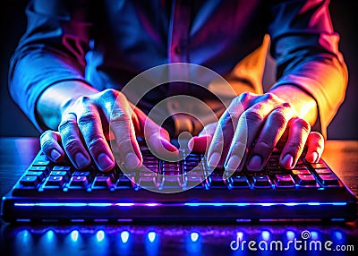 Mastering Cloud Infrastructure A Network Engineer Configures Complex Systems with Precision Stock Photo