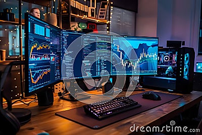 Mastering Financial Markets: Analyzing Stock Charts, Decoding Program Code, and Strategizing Investments for Profitable Returns at Stock Photo