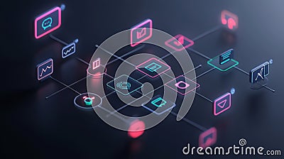 Mastering Technical Support with a New Wave of Colorful Customer Service Workflow Icons Design Stock Photo