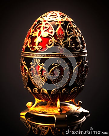 A Masterpiece of Artistry: A Radiant Faberge Egg with Pure Gold and Vibrant Colors. Generative AI Stock Photo