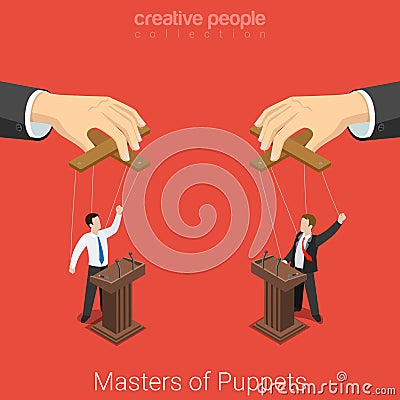 Masters of Puppets politics election flat 3d vector isometric Vector Illustration