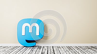 Mastodon Logo on Wooden Floor Against Wall Editorial Stock Photo