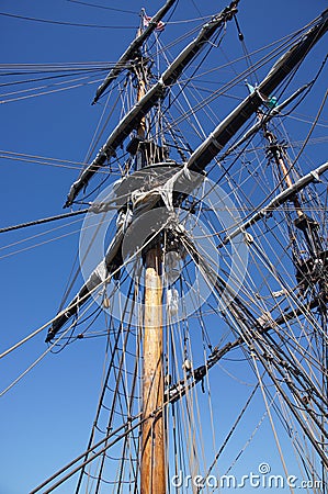 Masts, sails and rigging Stock Photo