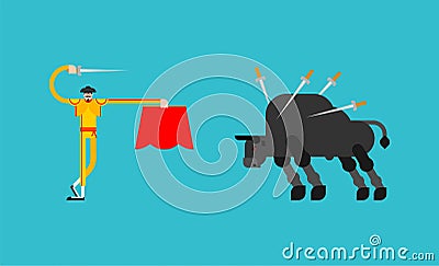 Matador and bull. Bullfighter and ox. Bullfight vector illustration Vector Illustration