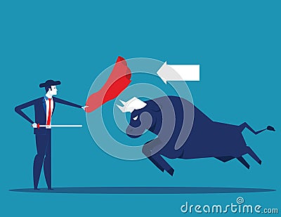Matador and bull fighting. Concept business vector illustration. Flat character style Vector Illustration