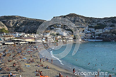 matala beach in the isle of crete Editorial Stock Photo