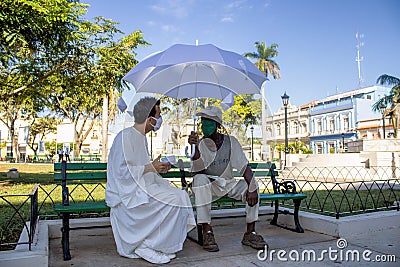 Beautiful performance of a street theater group in Matanzas, Cuba Editorial Stock Photo