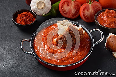 Matbucha - Moroccan Tomato dip, spread or condiment Stock Photo