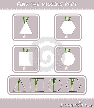 Match cartoon spring onion parts. Matching game. Educational game for pre shool years kids and toddlers Vector Illustration