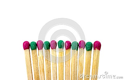 Match different colors on a white background. abstract vision be different, unique personality or standing out from the crowd. Stock Photo