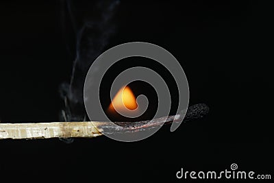 Match fire black background Stock Photo