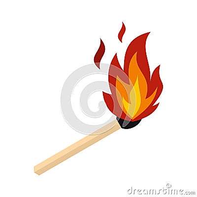 Match with fire icon, flat style Vector Illustration