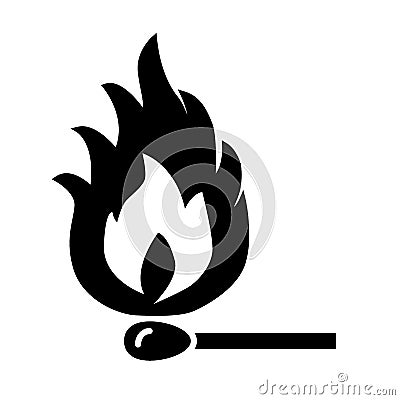 Match, fire solid icon. vector illustration isolated on white. glyph style design, designed for web and app. Eps 10. Vector Illustration