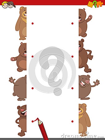 Match the halves of bears Vector Illustration