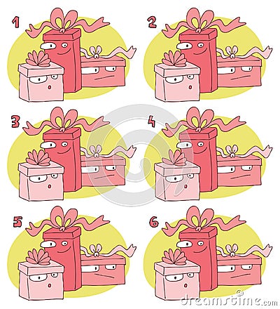 Match Pairs Visual Game: Gifts Vector Illustration