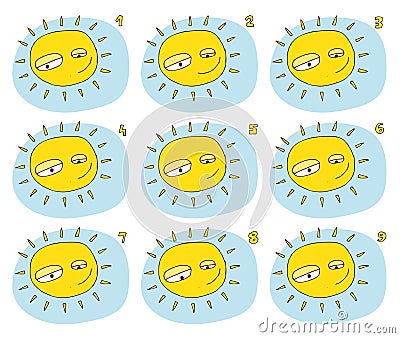 Match Pairs Visual Game: Sunshine Vector Illustration