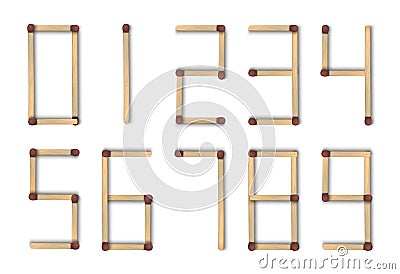 Match Sticks Numbers Cartoon Illustration