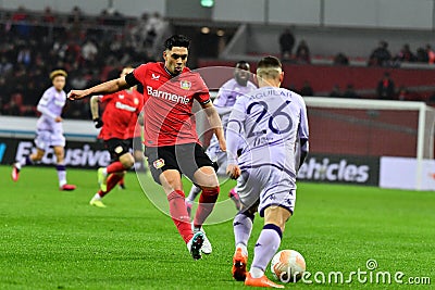 The match of match UEFA Europa League Bayer 04 Leverkusen vs AS Monaco FC Editorial Stock Photo