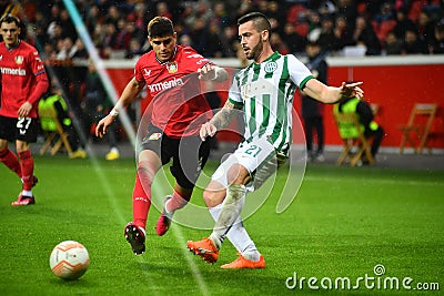 The match of match UEFA Europa League Bayer 04 Leverkusen vs Ferencvaros Budapest Editorial Stock Photo