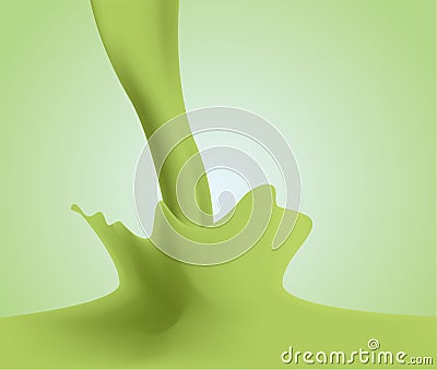 Matcha green Tea Flavored Milk splash Vector Illustration