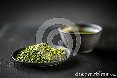 Matcha, powder green tea Stock Photo