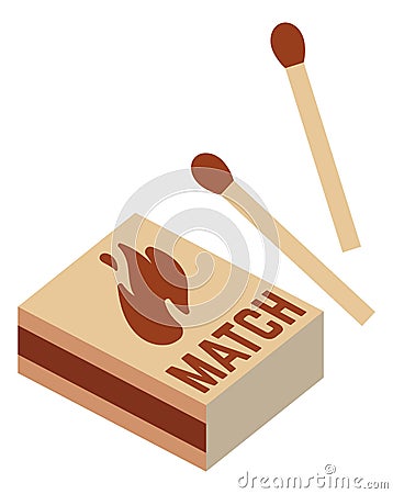Matchbox icon. Paper box with wooden sticks. Fire danger symbol Vector Illustration