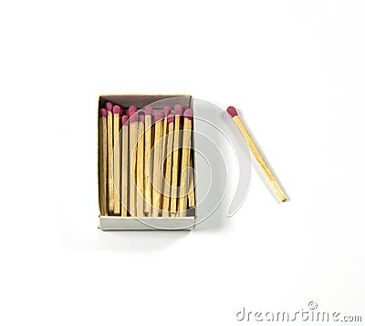 Matches. Sulfur matches matchbox isolated start light fire Stock Photo