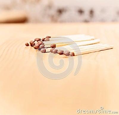 Matches wood on table Stock Photo