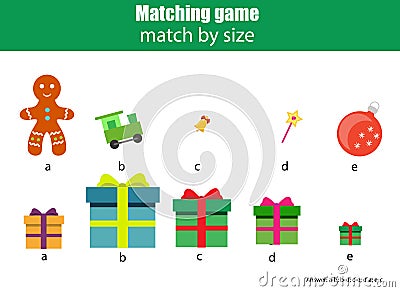 Matching children educational game. Kids activity. Match by size Vector Illustration