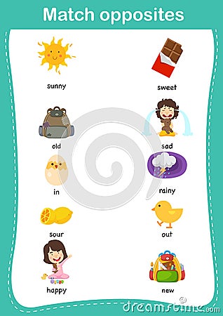 Matching children educational game. Match of opposites Vector Illustration