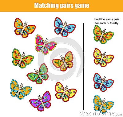 Matching children educational game Vector Illustration