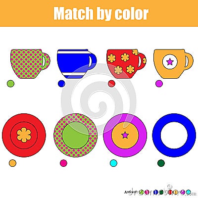 Matching children educational game Vector Illustration