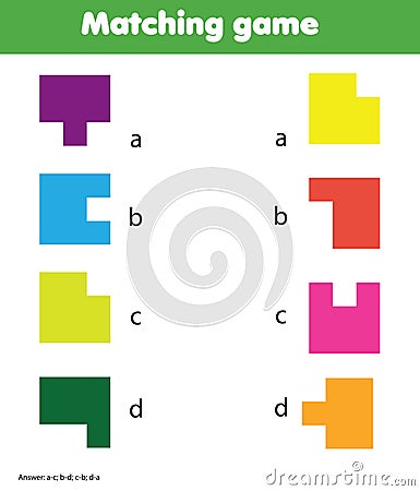 Matching game. Educational children activity. Learning geometric shapes Vector Illustration