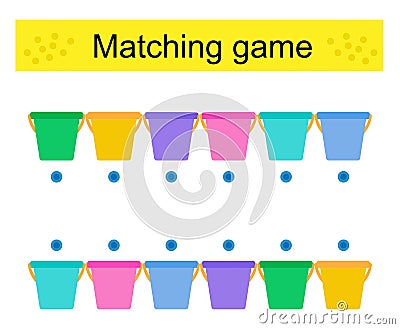 Matching game. Task for the development of attention and logic. Illustration of the buckets Vector Illustration