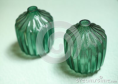 Matching pair of design or art glass vessels Stock Photo